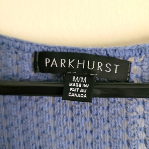 Parkhurst Dusty Blue Knit Dress with Lettuce Trim Hem Size M - Picture 3 of 7